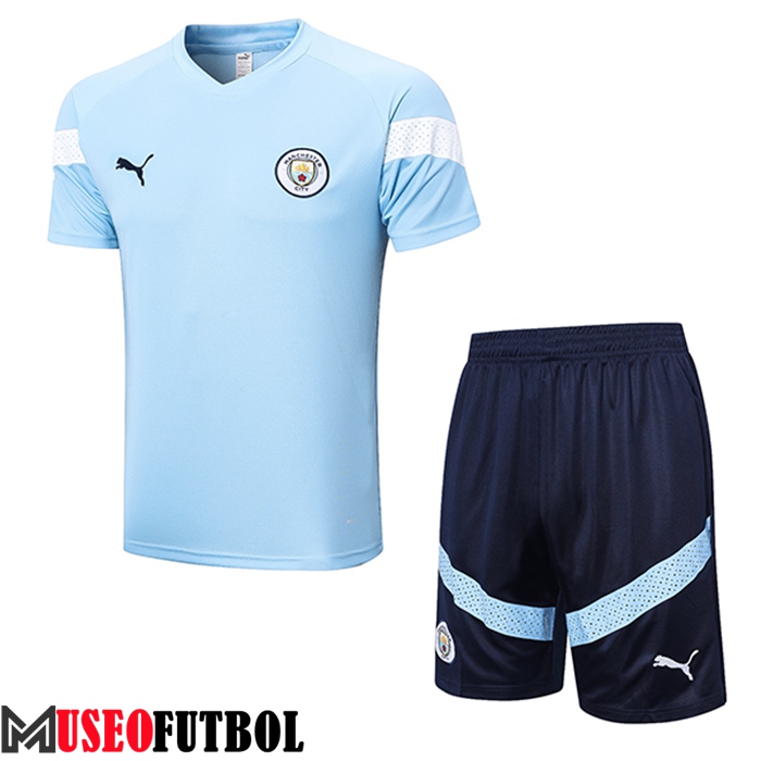 Camiseta Entrenamiento + Cortos Manchester City Azul Claro 2022/2023