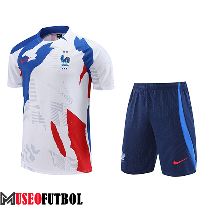 Camiseta Entrenamiento + Cortos Francia Blanco/Rojo/Azul 2023/2024