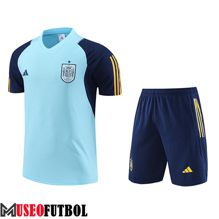 Camiseta Entrenamiento + Cortos España Azul Claro 2023/2024