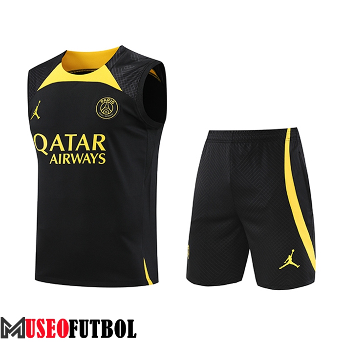 Camiseta Entrenamiento sin mangas + Cortos PSG Jordan Negro 2023/2024