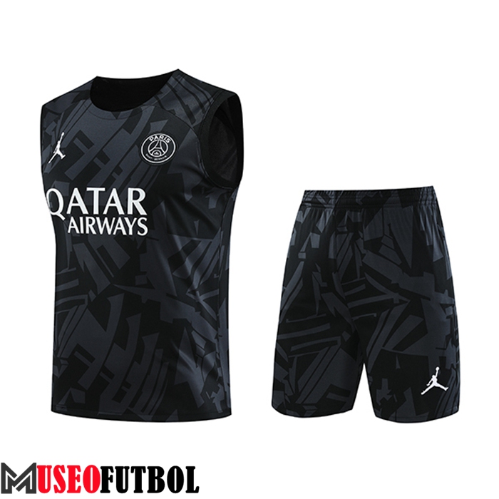 Camiseta Entrenamiento sin mangas + Cortos PSG Jordan Negro 2023/2024