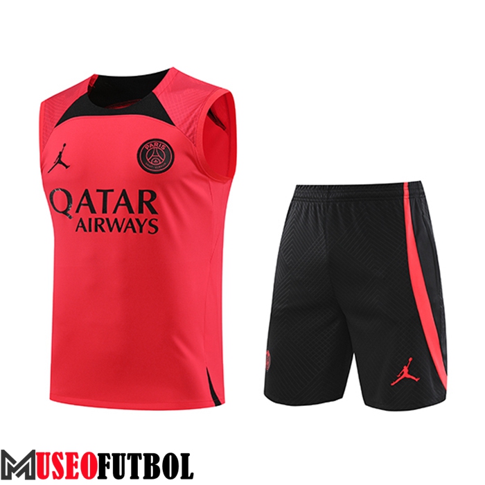 Camiseta Entrenamiento sin mangas + Cortos PSG Jordan Rojo 2023/2024