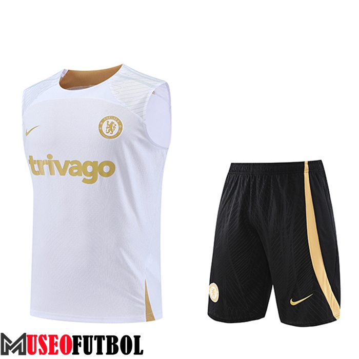 Camiseta Entrenamiento sin mangas + Cortos FC Chelsea Blanco 2023/2024