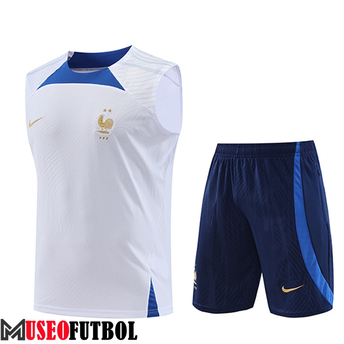 Camiseta Entrenamiento sin mangas + Cortos Francia Blanco 2023/2024