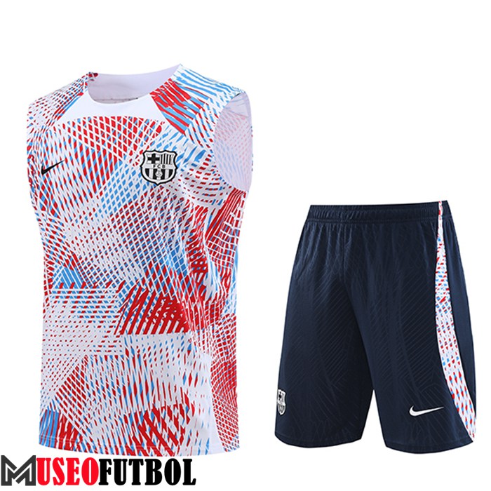 Camiseta Entrenamiento sin mangas + Cortos FC Barcelona Rojo/Azul 2023/2024