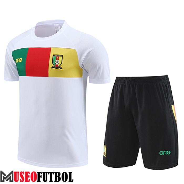 Camiseta Entrenamiento + Cortos Camerún Blanco 2023/2024