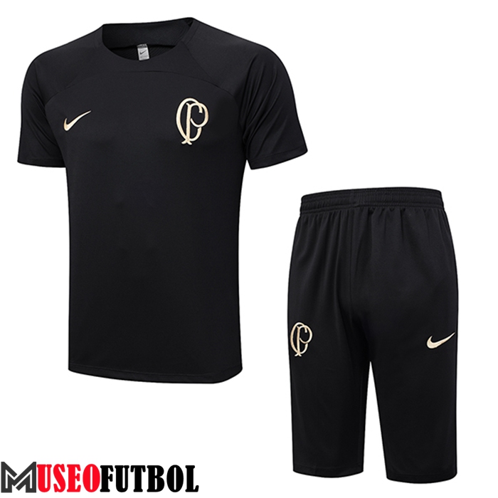 Camiseta Entrenamiento + Cortos Corinthians Negro 2023/2024