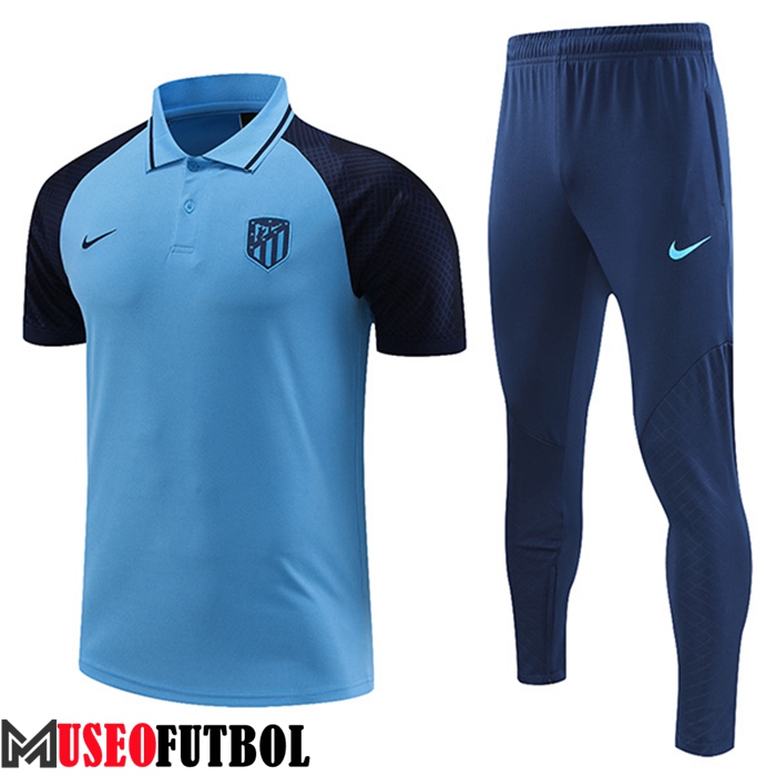 Camiseta Polo Atletico Madrid Azul Claro 2023/2023