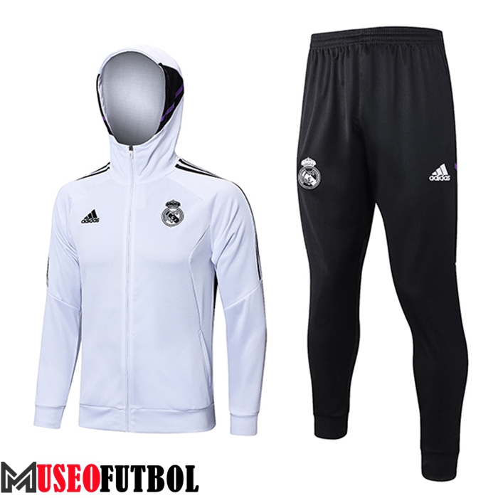 Chaqueta Con Capucha Chandal Rompevientos Chaqueta Real Madrid Blanco 2023/2023