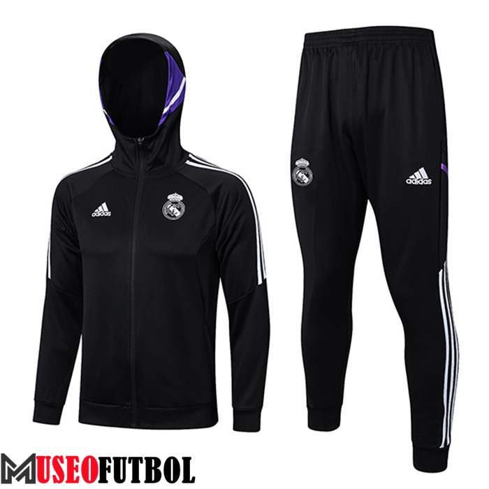 Chaqueta Con Capucha Chandal Rompevientos Chaqueta Real Madrid Negro 2023/2023