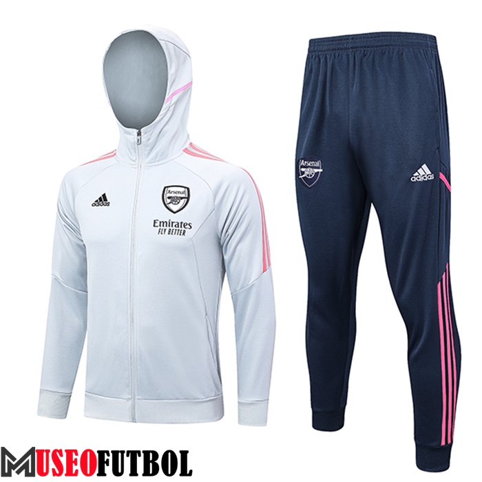 Chaqueta Con Capucha Chandal Rompevientos Chaqueta Arsenal Gris Claro 2023/2024