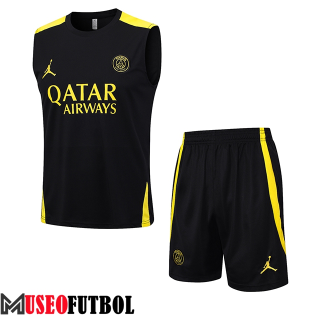 Camiseta Entrenamiento sin mangas + Cortos PSG Jordan Negro 2023/2024