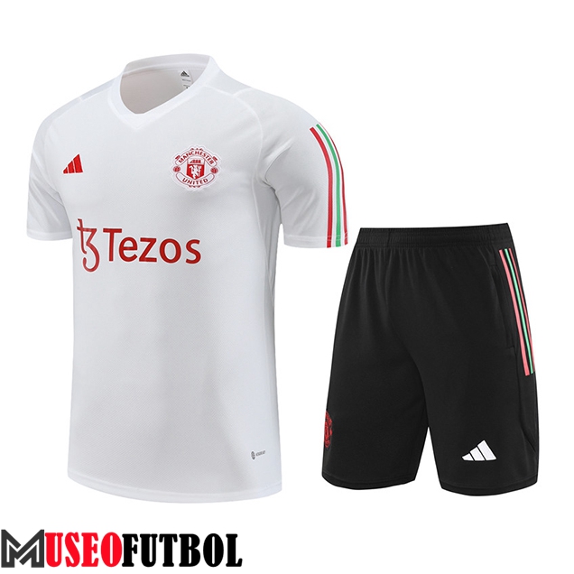 Camiseta Entrenamiento + Cortos Manchester United Blanco 2023/2024