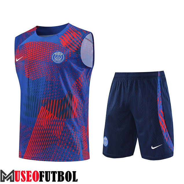 Camiseta Entrenamiento sin mangas + Cortos PSG Rojo/Azul 2023/2024