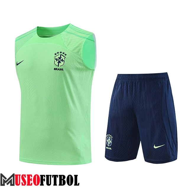 Camiseta Entrenamiento sin mangas + Cortos Brasil Verde 2023/2024