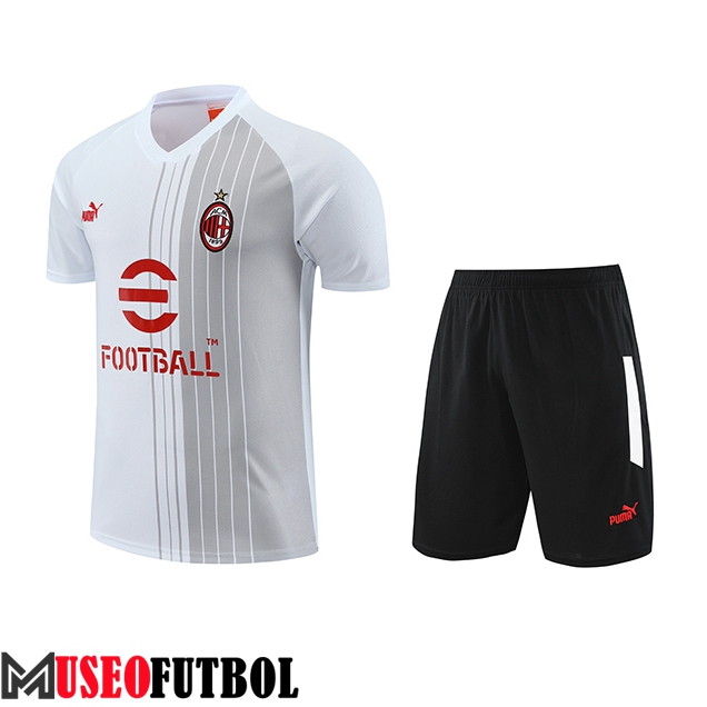 Camiseta Entrenamiento + Cortos AC Milan Blanco/Gris 2023/2024