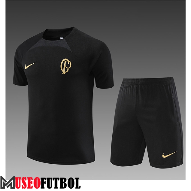 Camiseta Entrenamiento + Cortos Corinthians Ninos Negro 2023/2024