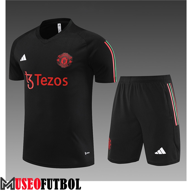 Camiseta Entrenamiento + Cortos Manchester United Ninos Negro 2023/2024