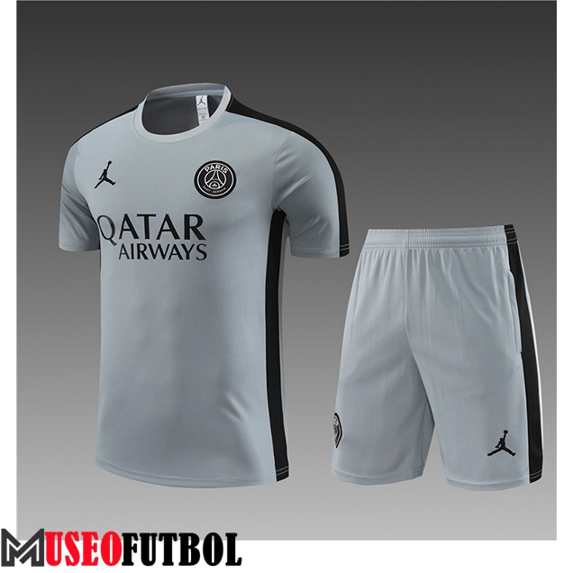 Camiseta Entrenamiento + Cortos Jordan PSG Ninos Gris 2023/2024