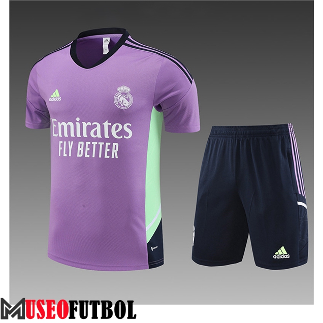 Camiseta Entrenamiento + Cortos Real Madrid Ninos Violeta 2023/2024