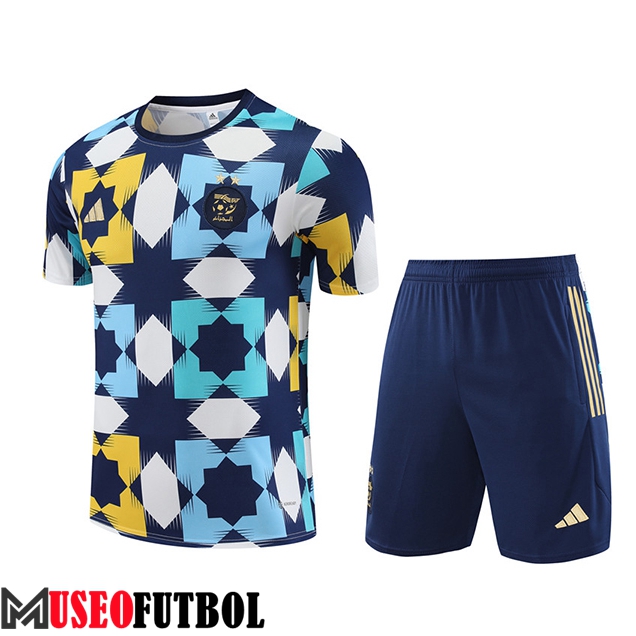 Camiseta Entrenamiento + Cortos Algeria Blanco/Azul/Amarillo 2023/2024