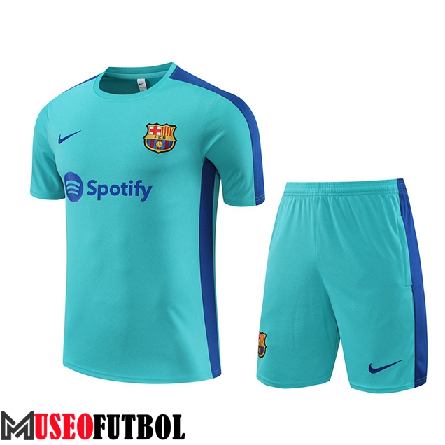 Camiseta Entrenamiento + Cortos FC Barcelona Azul Claro 2023/2024