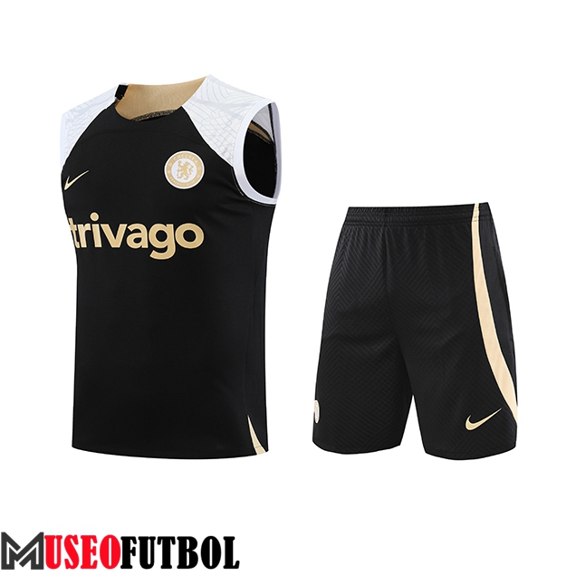 Camiseta Entrenamiento sin mangas + Cortos FC Chelsea Negro 2023/2024 -02