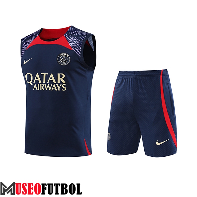 Camiseta Entrenamiento sin mangas + Cortos PSG Azul marino 2023/2024 -02