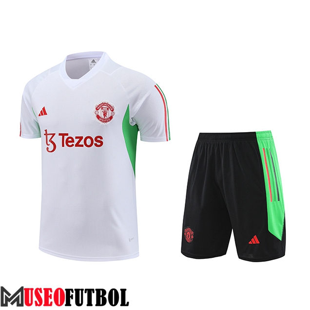 Camiseta Entrenamiento + Cortos Manchester United Blanco 2023/2024 -02