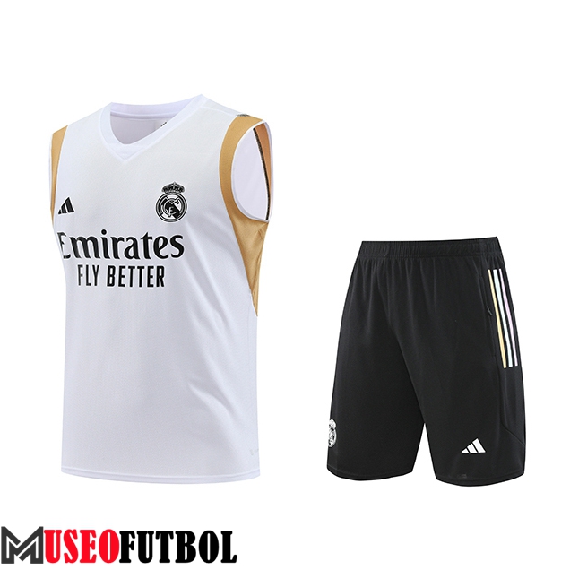 Camiseta Entrenamiento sin mangas + Cortos Real Madrid Blanco 2023/2024 -02