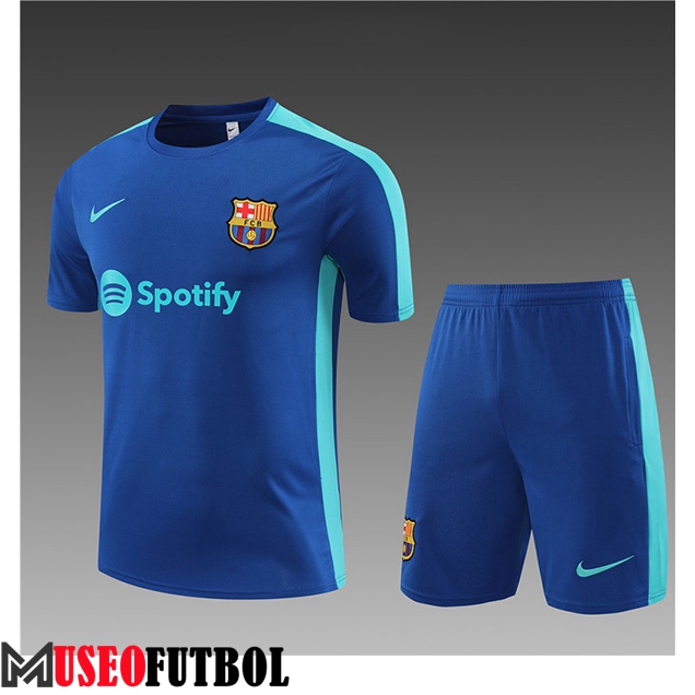 Camiseta Entrenamiento + Cortos Barcellona Ninos Azul 2023/2024