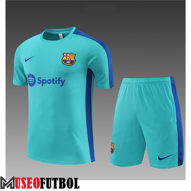 Camiseta Entrenamiento + Cortos Barcellona Ninos Azul Claro 2023/2024