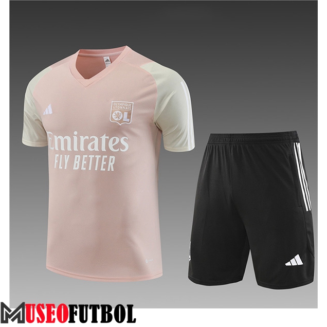 Camiseta Entrenamiento + Cortos Lyon Ninos Rosa 2023/2024