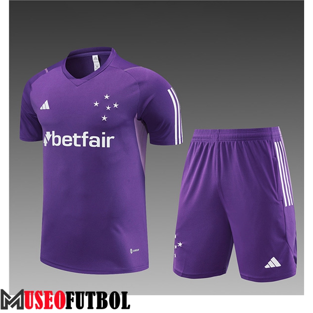 Camiseta Entrenamiento + Cortos Cruzeiro Ninos Violeta 2023/2024