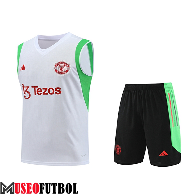 Camiseta Entrenamiento sin mangas + Cortos Manchester United Blanco 2023/2024