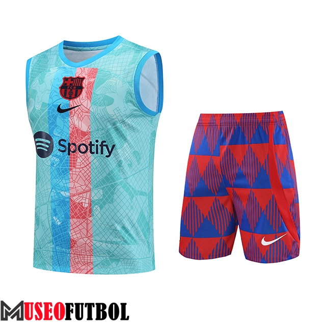 Camiseta Entrenamiento sin mangas + Cortos FC Barcelona Azul Claro 2023/2024