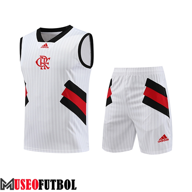 Camiseta Entrenamiento sin mangas + Cortos Flamengo Blanco 2023/2024 -02