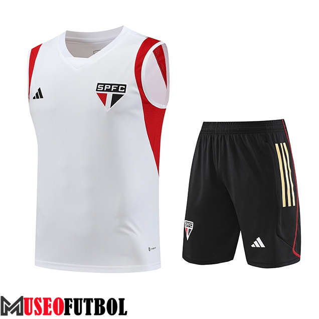 Camiseta Entrenamiento sin mangas + Cortos Sao Paulo FC Blanco 2023/2024