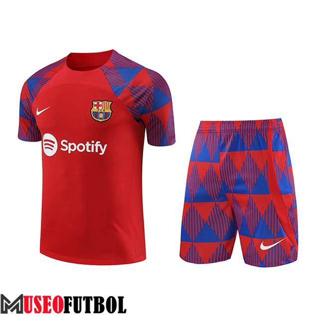 Camiseta Entrenamiento + Cortos FC Barcelona Rojo 2023/2024 -02