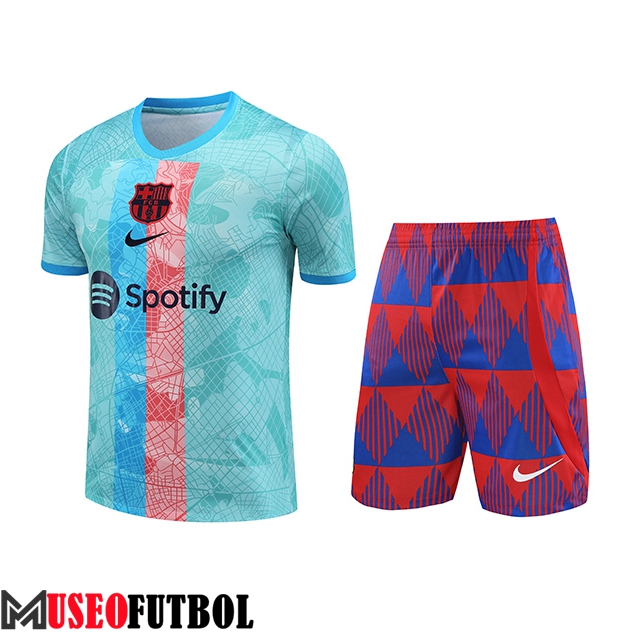 Camiseta Entrenamiento + Cortos FC Barcelona Azul Claro 2023/2024 -02