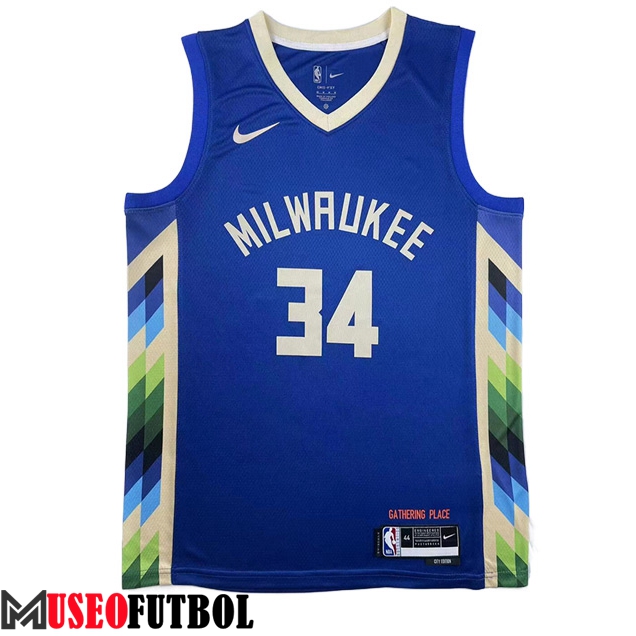 Camisetas Milwaukee Bucks (ANTETOKOUNMPO #34) 2023/24 Azul