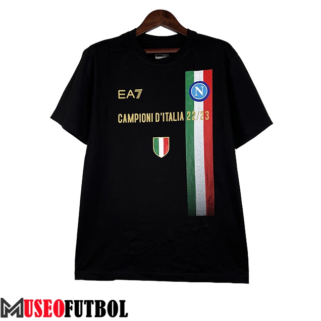 SSC Napoli Italia Champions T-Shirt Negro 2022/2023