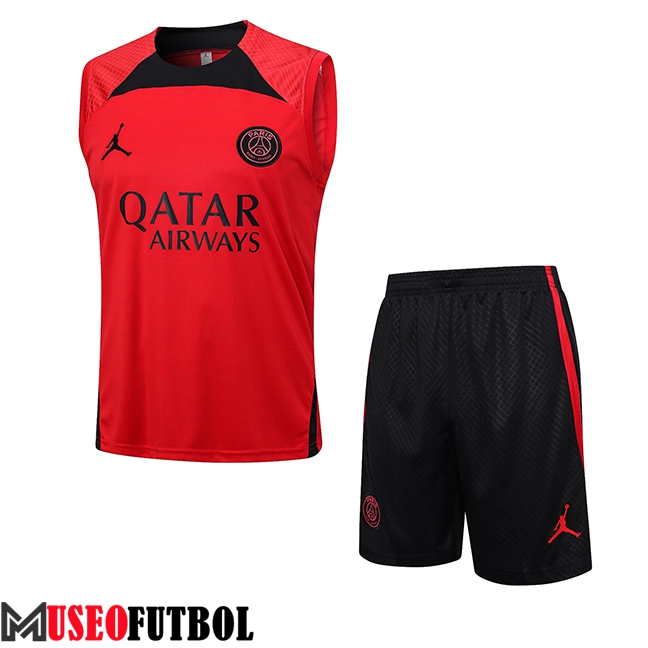 Camiseta Entrenamiento sin mangas + Cortos Jordan PSG Rojo 2023/2024