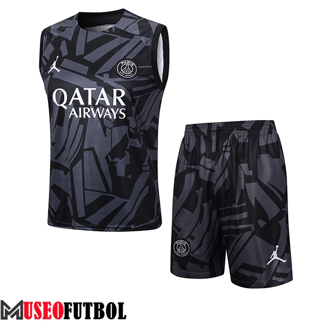 Camiseta Entrenamiento sin mangas + Cortos Jordan PSG Negro/Gris 2023/2024