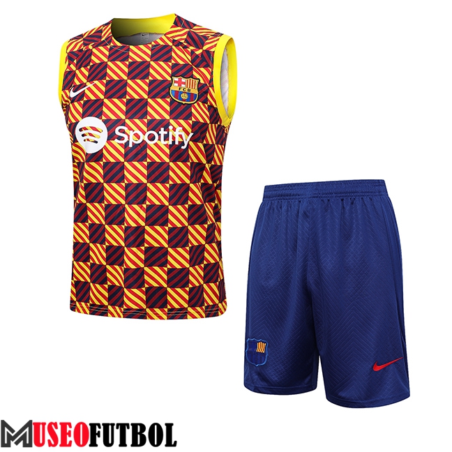 Camiseta Entrenamiento sin mangas + Cortos FC Barcelona Amarillo 2023/2024 -02