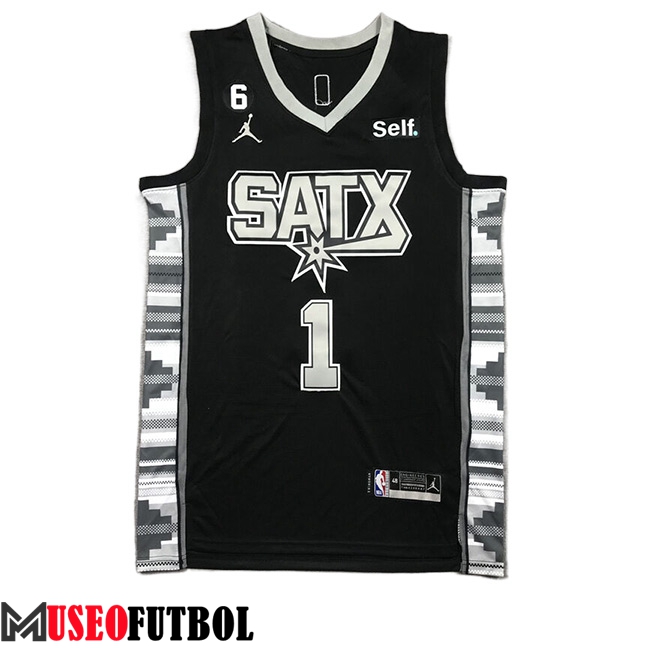 Camisetas San Antonio Spurs (WEMBANYAMA #1) 2023/24 Negro -02