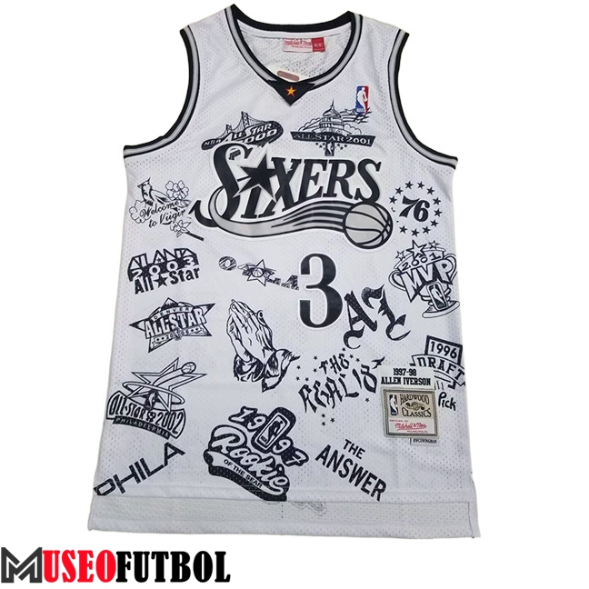 Camisetas Philadelphia 76ers (IVERSON #3) 2023/24 Negro/Blanco