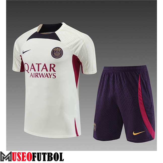 Camiseta Entrenamiento + Cortos PSG Ninos Blanco 2023/2024 -02