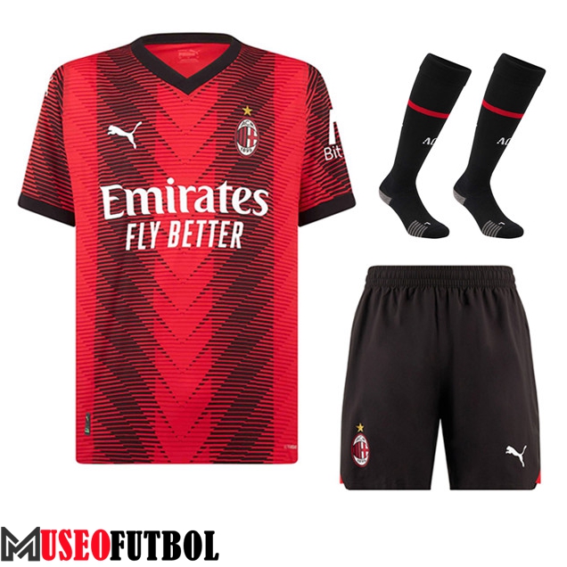 Camisetas Futbol AC Milan Primera (Cortos + Calcetines) 2023/2024