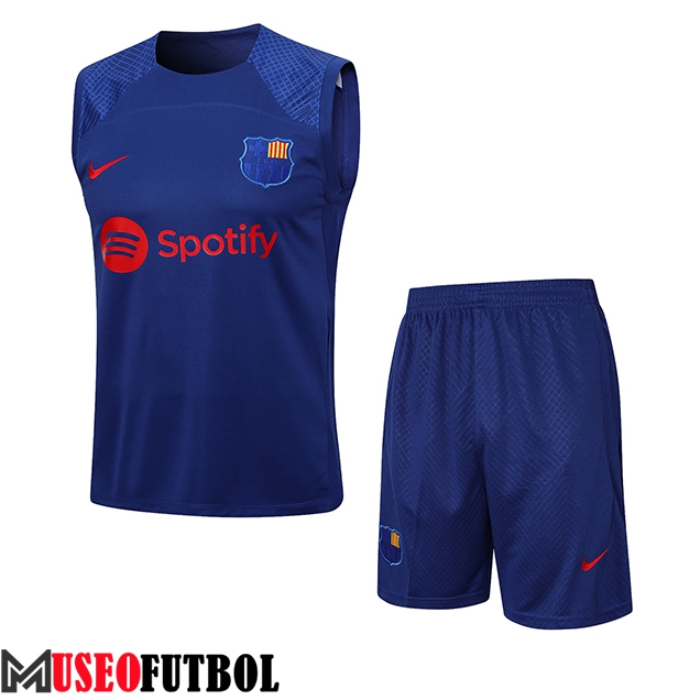 Camiseta Entrenamiento sin mangas + Cortos FC Barcelona Azul 2023/2024 -02